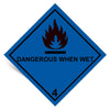 1000 Pieces Hazard Labels Class 4.3, With Text: DANGEROUS WHEN WET