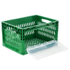 400x300x220 mm Eurobox Green Open-Work, Handles Open With Front Lid